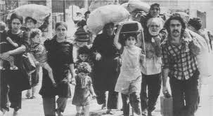 Palestinian refugees fleeing Tel al Zataar refugee camp. Merit goes also to Hafez Al-Assad