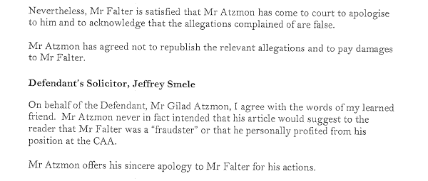 atzmon apology